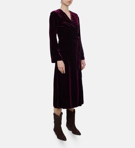 Forte-Forte Velvet Long-sleeve V-neck Dress, Model View