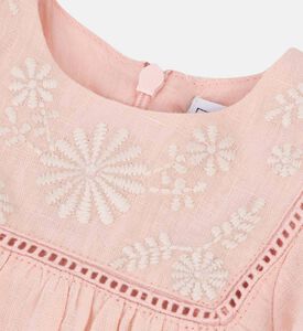 Embroidered Ruffle-sleeve Linen Dress Embroidered Ruffle-sleeve Linen Dress