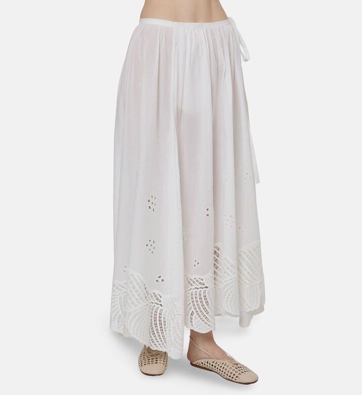 Beatrice B Cotton Embroidered Maxi Skirt, Model View