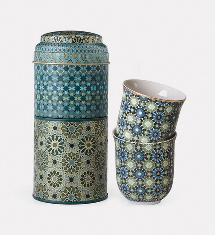 Images d Orient Andalusia Tin Box 2-piece Coffee Cup Set, Packshot View