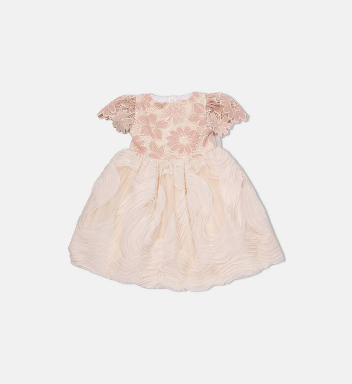 فستان بأكمام قصيرة مطرز بأزهار