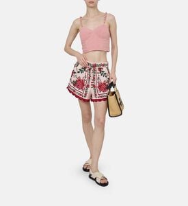 بلوزة قصيرة بدون أكمام بطيات