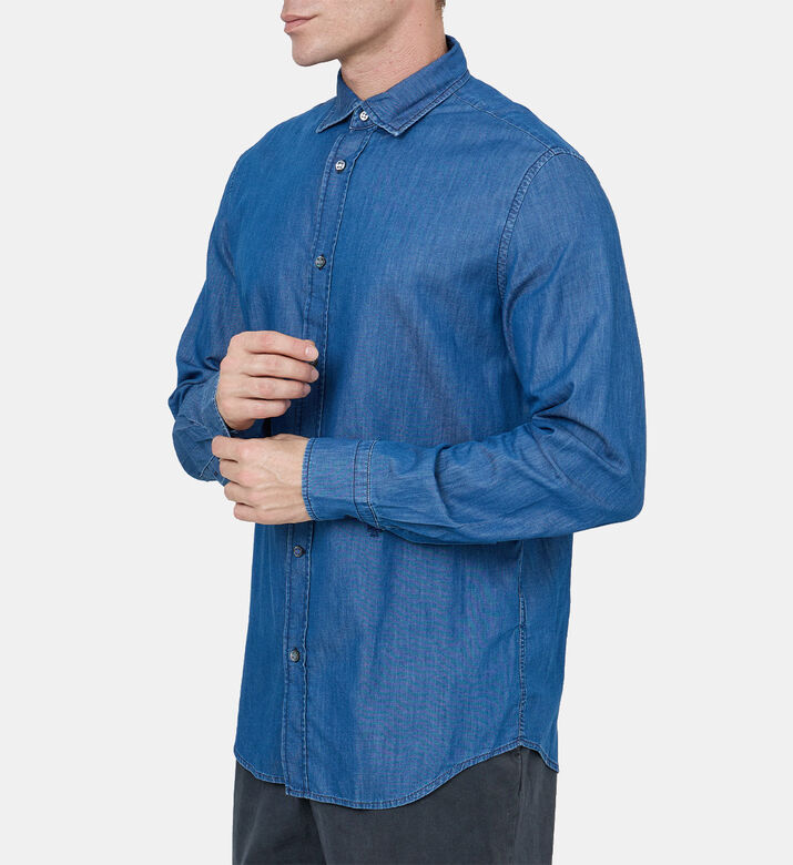 قميص قطن بقصة عادية بصف أزرار