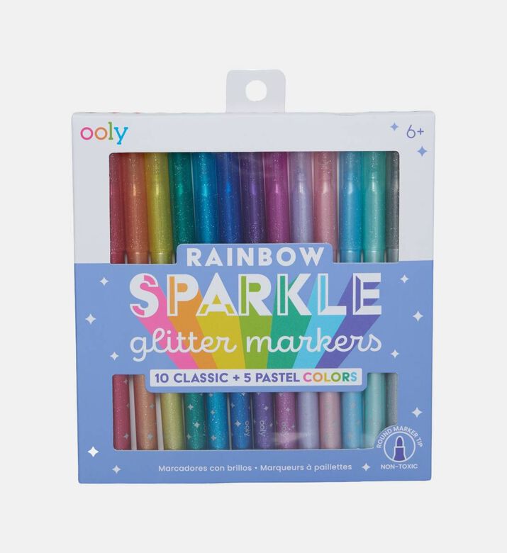 Rainbow Sparkle 15-piece Glitter Markers Set