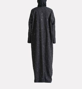 BANOU Sequined Paisley-embroidery Straight-cut Abaya, Model View