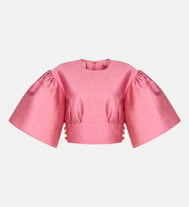 Cropped Puffy Sleeves Blouse