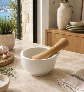 Legnoart Ceramic Mortar Wood Pestle, Packshot View