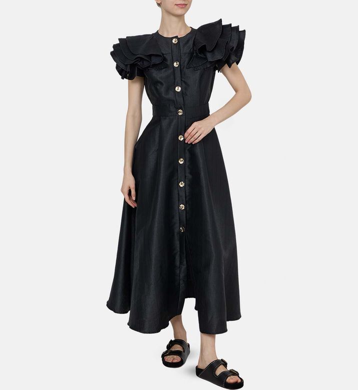 Button-front Flared Dress