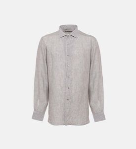 قميص كتان المخطط بأزرار أمامية