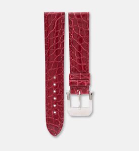 Camille Fournet Alligator Round Scale Shiny Watch Strap, Red, Packshot View