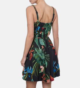 Farm Rio Tropical-print Chiffon A-line Mini Dress, Model View