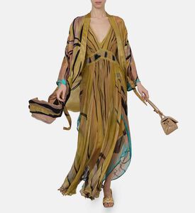 Abstract-print Long-sleeve Kimono