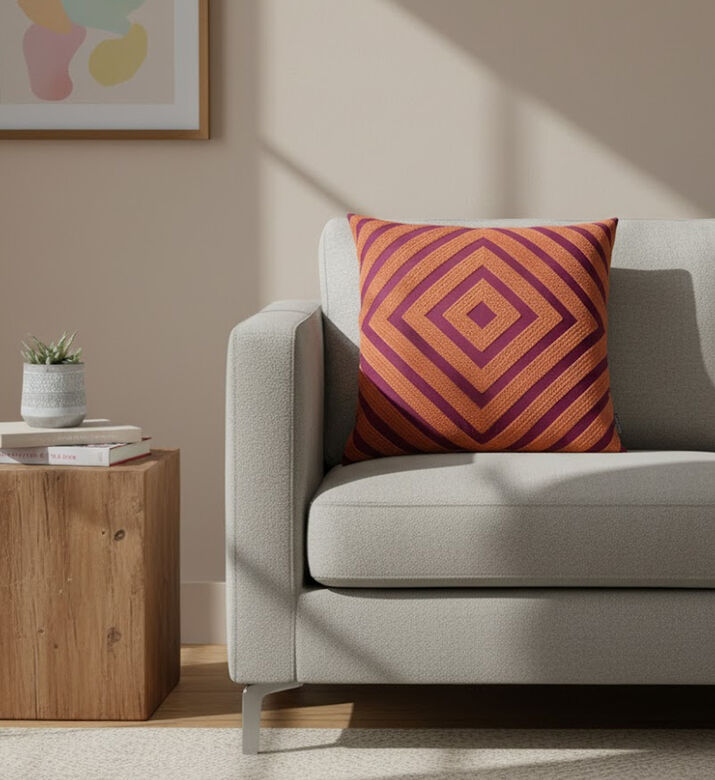 Home Deco and More Portal Embroidered Velvet Cushion, Packshot View Home Deco and More Portal Embroidered Velvet Cushion, Packshot View