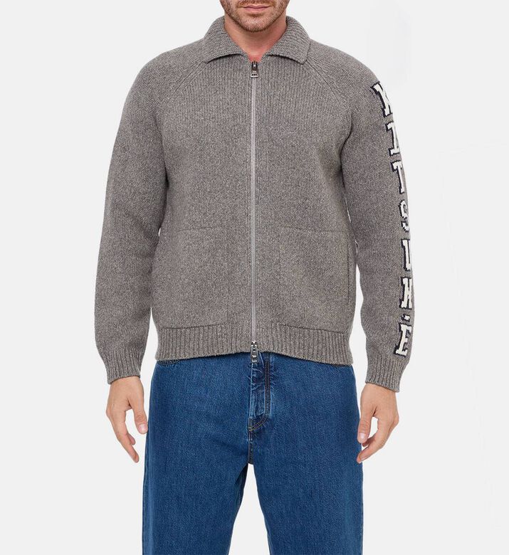 Maison Kitsune Knit Zip-fastening Long-sleeve Jacket, Model View