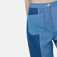 Two-tone Denim Flared Trousers