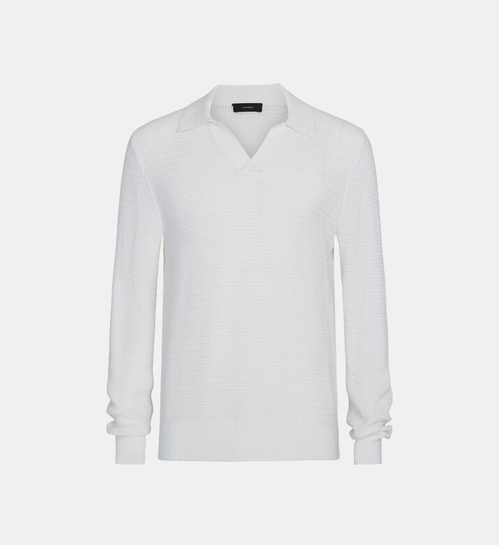 قميص بولو محبوك بدون أزرار