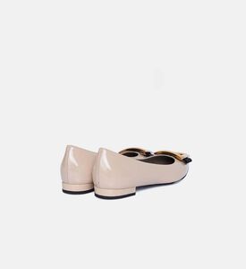 حذاء باليه مسطح جلد لامع