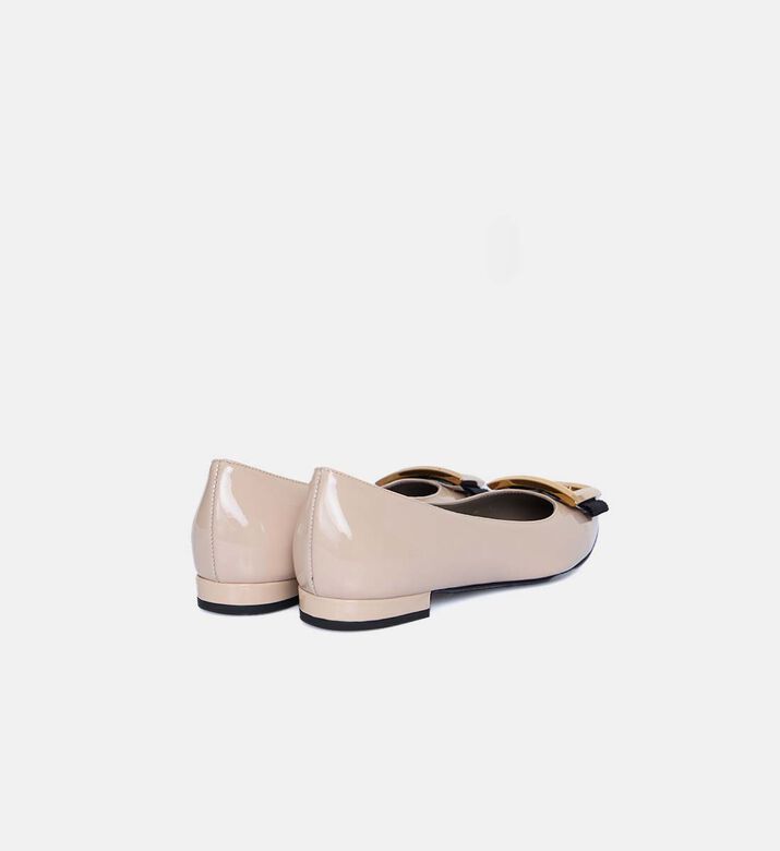 حذاء باليه مسطح جلد لامع