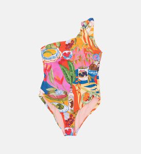 Farm Rio Exotic Floral-print One-shoulder Swimsuit, Packshot View