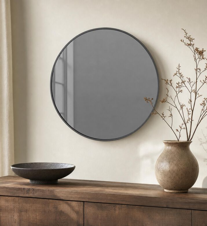Light and Living Espejo Smoked Glass Mirror, Grey, 40-cm, Model View