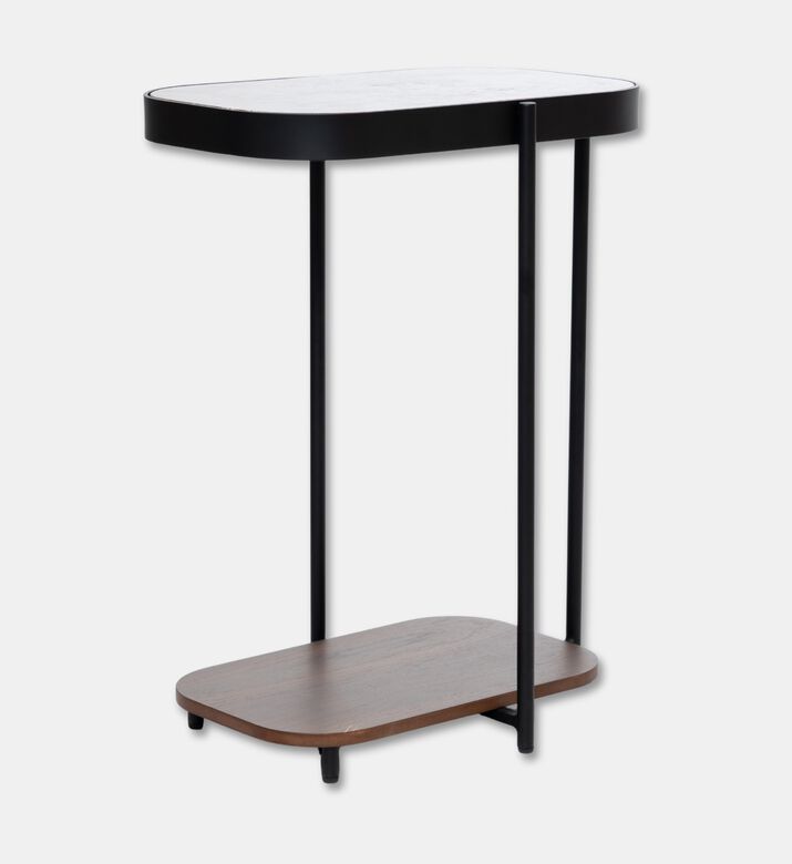 Home Deco and More Glam Wood Top Sofa Side Table, Walnut, 33x47-cm, Packshot View