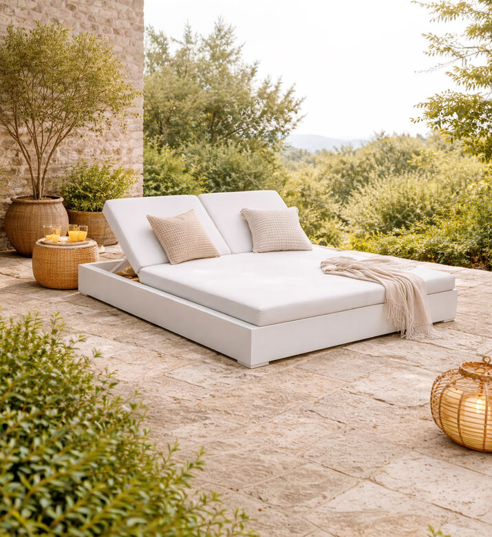 Home Deco and More Raja Aluminum Double Sun Lounger, Packshot View