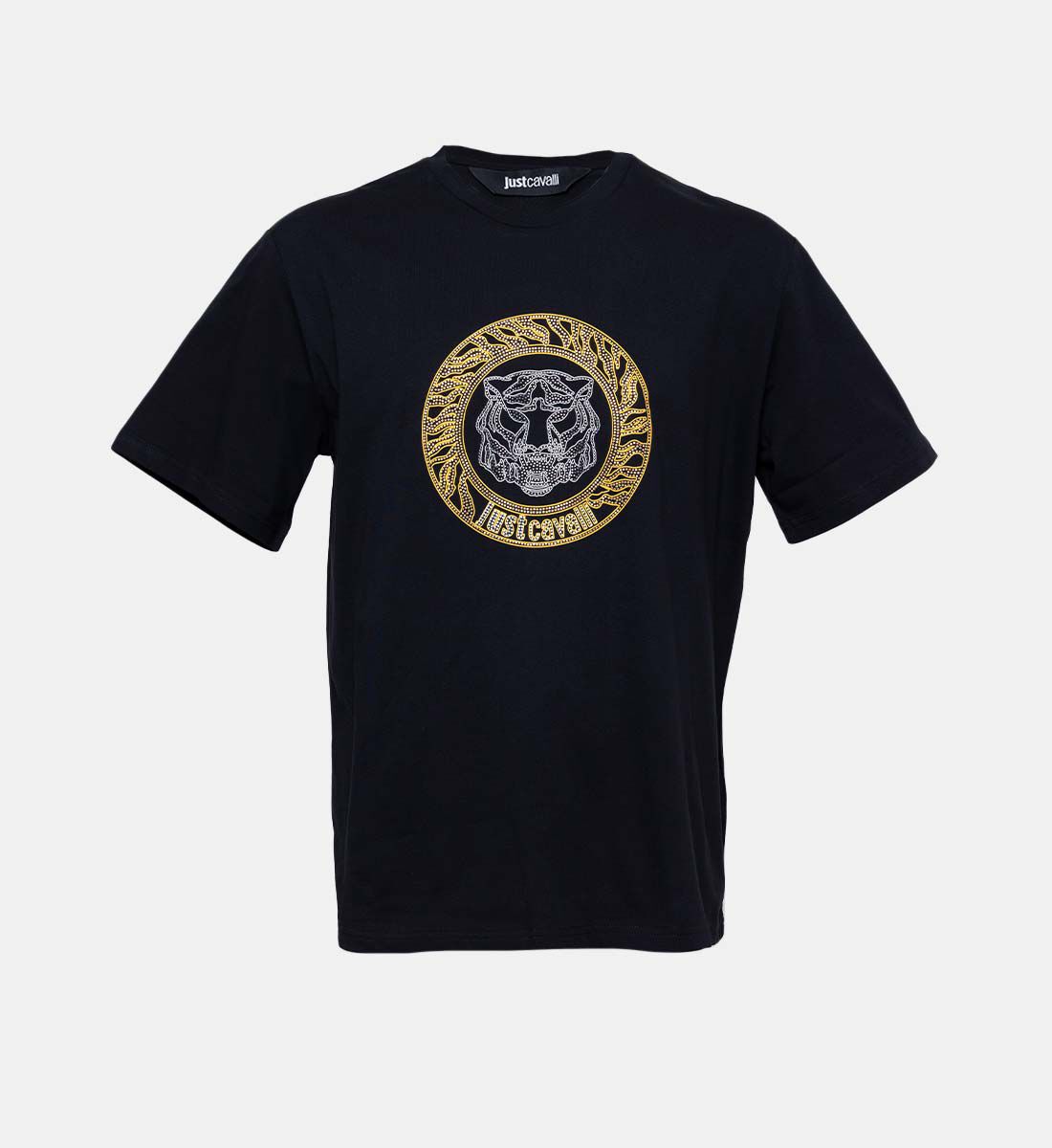 Just Cavalli Cotton Rhinestone Logo Tiger T shirt T Shirts