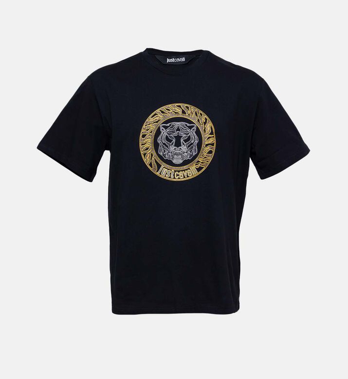 Cotton Rhinestone Logo Tiger T-shirt