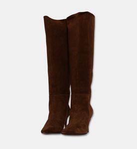 Roberto Festa Thea Suede Knee-high Pointed-toe Boots, Brown, Eu-39, Packshot View