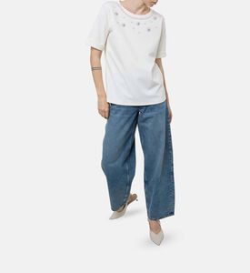 Weill Pearl-embellishment Cuffed Sleeve Top, Model View