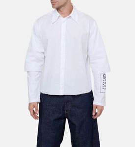 قميص قطن بأكمام طويلة وشعار على الكم