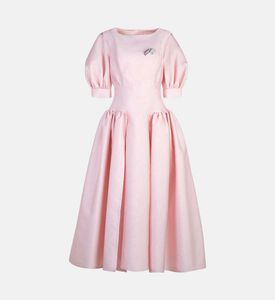 Puff Short-sleeve Flared Dress