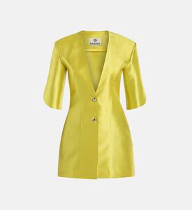 فستان قصير بأزرار أمامية على الطراز القديم