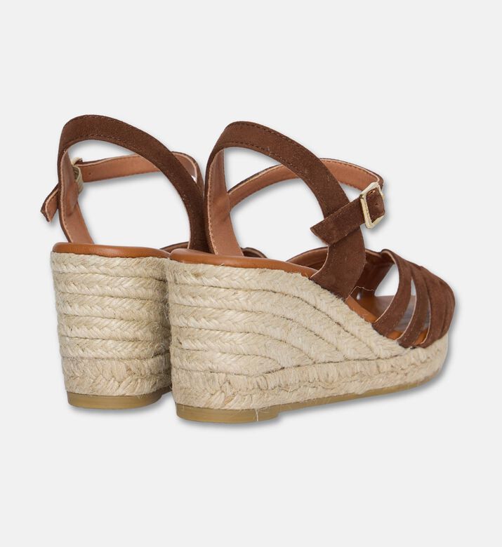 Kanna Cutout Suede Wedge Sandals, Dark-brown, Eu-41, Packshot View