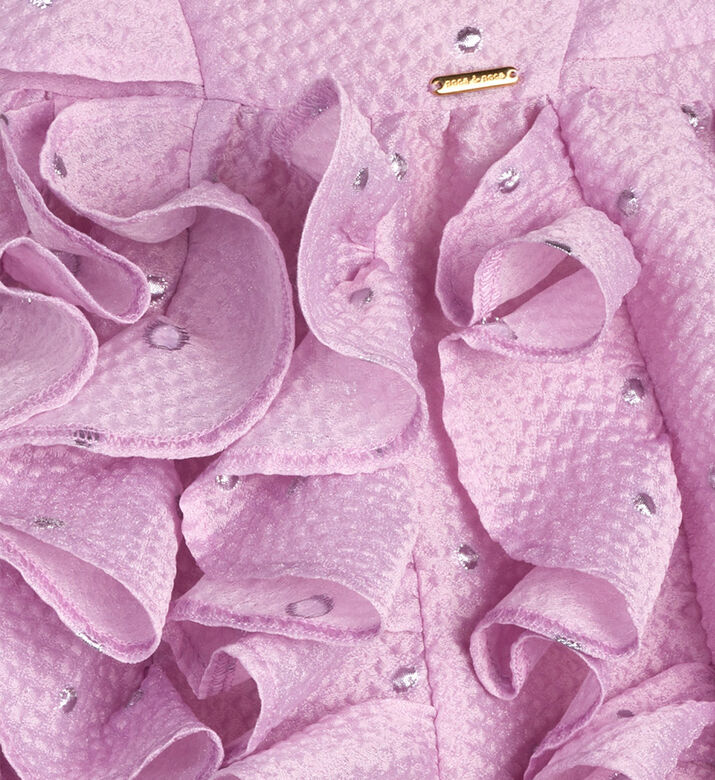 Embossed Ruffled Flared Midi Dress