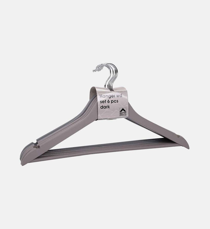 Home Deco and More Wooden Hangers 6-piece Set - 44.5 X 1.2 X 23 Cm, Packshot View