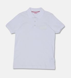 Hugo Cotton Pique Chest Logo Short-sleeve Polo Shirt, White, 14y, Packshot View