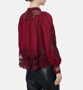 Farm Rio Cotton High Neck Button Closure Shirt, Model View