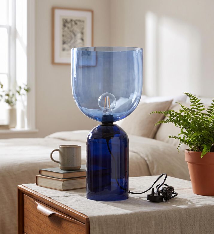 Home Deco and More Bliss 2 Pin Table Lamp, Blue, Packshot View