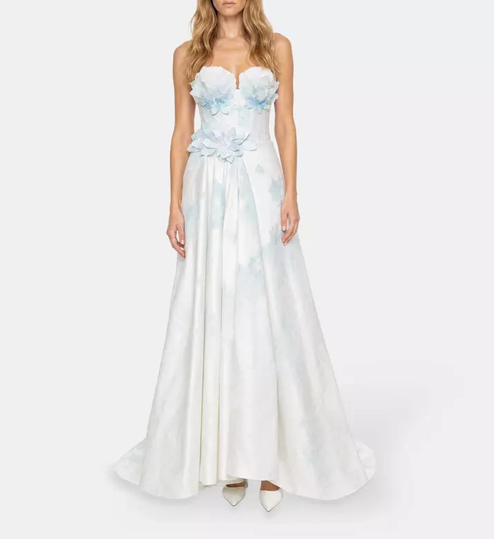 L Atelier Du Luxe Silk Organza Jacquard Gown, Model View