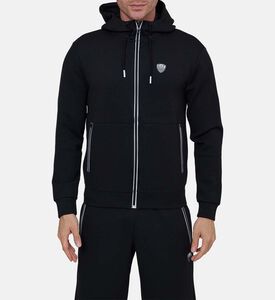 سويت شيرت بغطاء رأس وسحاب كامل وحواف متباينة