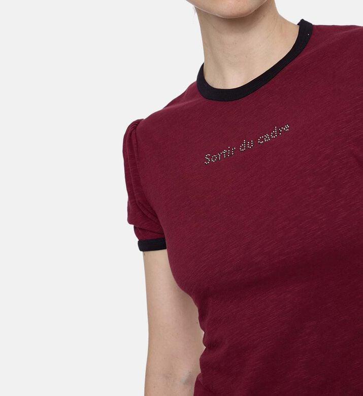 The Kooples Rhinestone Slogan-detail Knit T-shirt, Model View
