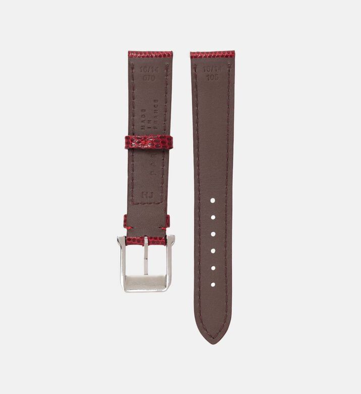 Camille Fournet Shiny Lizard Watch Strap, Dark-red, Packshot View