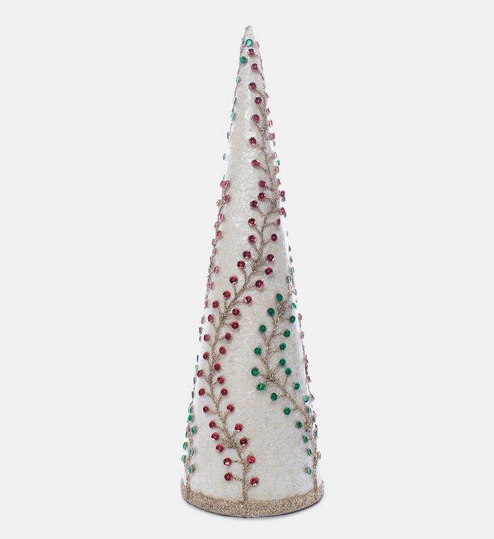 Embellished Flocked Cone Tree Embellished Flocked Cone Tree