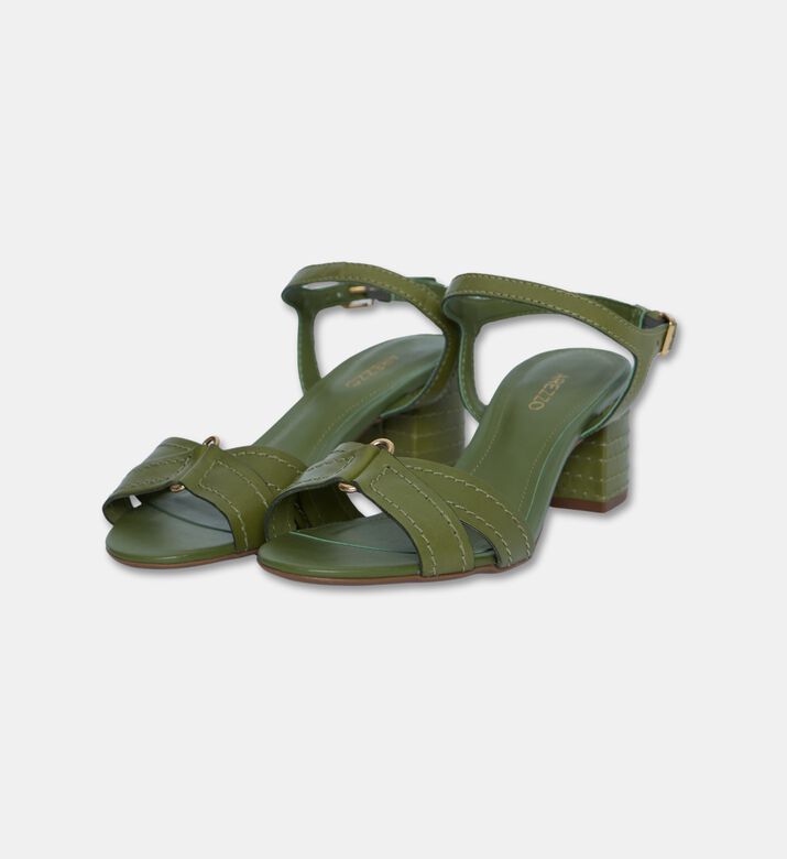 Arezzo Leather Mid-heel Sandals, Green, Eu-39, Packshot View