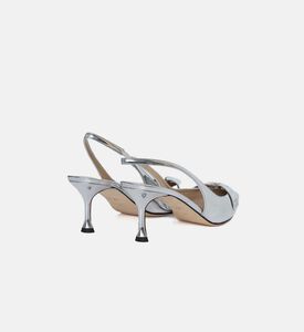 Metallic Leather Kitten Heel Pumps