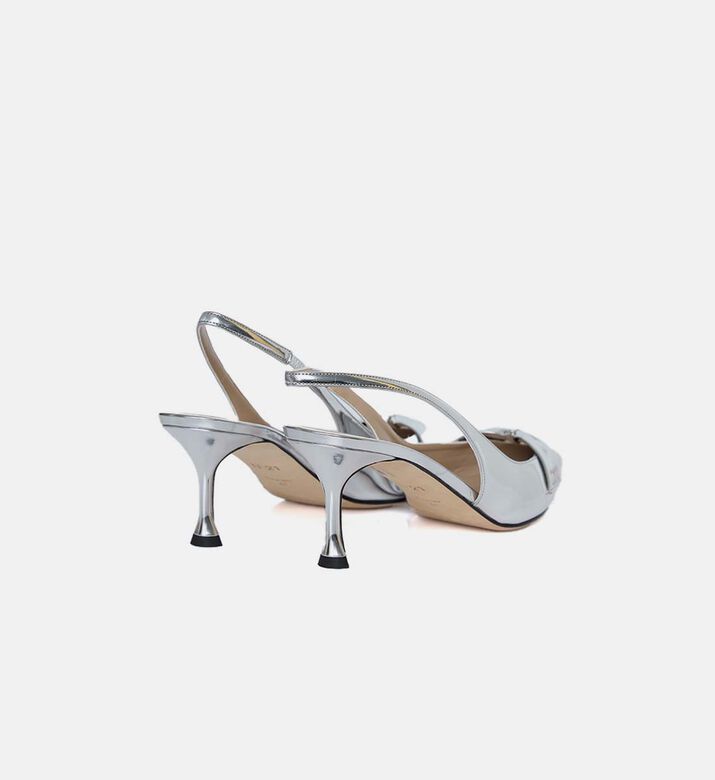 Metallic Leather Kitten Heel Pumps
