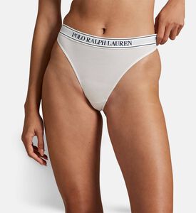 Polo by Ralph Lauren Logo-waistband Mid-rise Thong, White, S, Model View