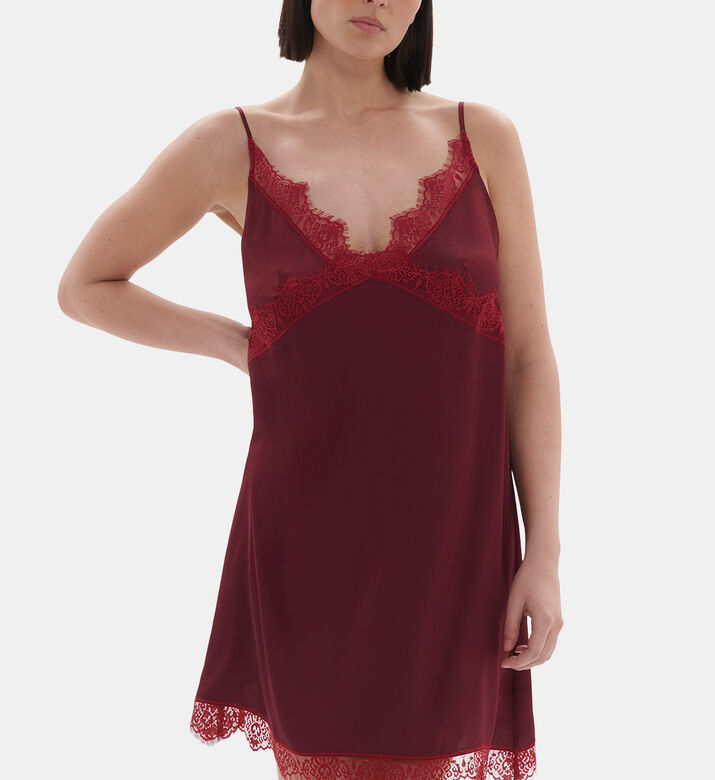 Satin Lace-trim Short Night Dress