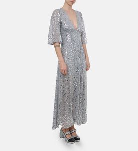 Ba and Sh Sequin-embellishment Flared Dress, Model View